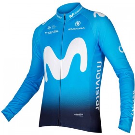 Maillot vélo 2018 Movistar Team Manches Longues N001